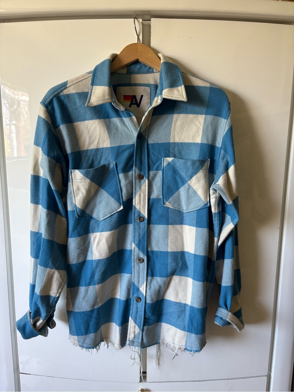 Aviator Nation Blue and White Buffalo Check Button-Front Shirt